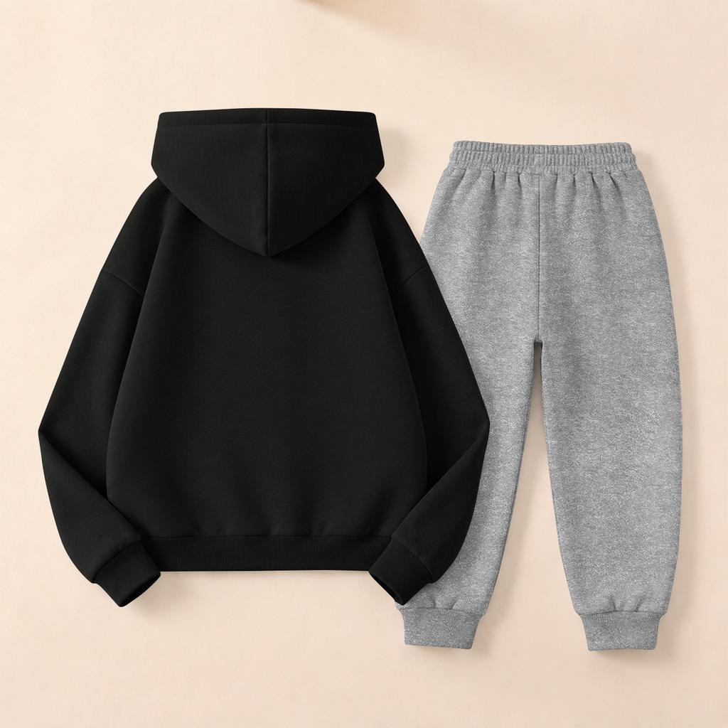 Kinder Unisex Kapuzenpullover und Jogginghosen Set - Lässiges Sport Outfit mit Pullover Sweatshirt und Passender Hose für Jungen Mädchen