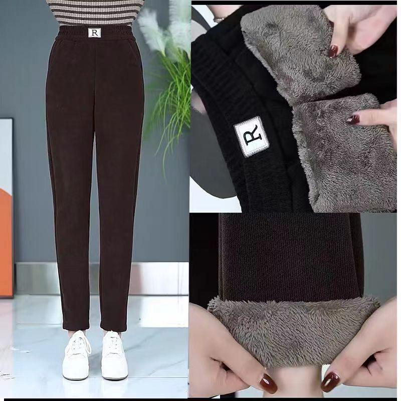 

Women s Velvet-Lined Corduroy High-Waist Straight Jeans - Winter 2025 M кавовий