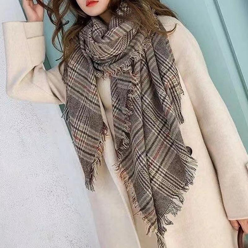 Premium shawl autumn and winter new Maillard imitation cashmere plaid scarf women's thickened warm versatile scarf