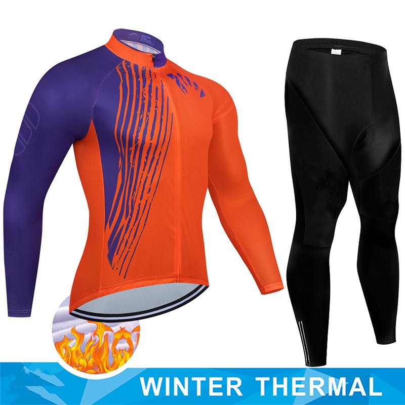 2025  Winter Thermal Fleece Cycling Jersey Set Man's Long Sleeves Cycling Kits Mountain Bike Jersey Road Bike Cycling Suit