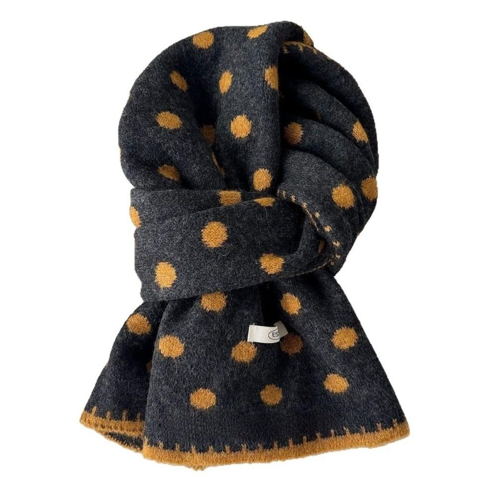 Double-Sided Knitted Scarf Korean Style Polka Dot Scarf Soft Women's Scarf  Winter