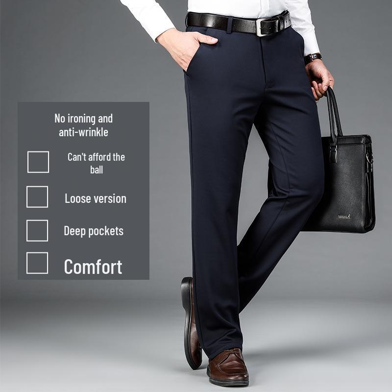 Plus Size Men's Summer Casual Pants, XL, Extra Wide, Four-Way Stretch, Straight Leg, Loose Fit, Business Slacks.