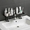 Sink Storage Rack Thickened ABS Waterproof Faucet Storage Organizer Vertical No Drilling Sink Space Saver Rack for Bathroom