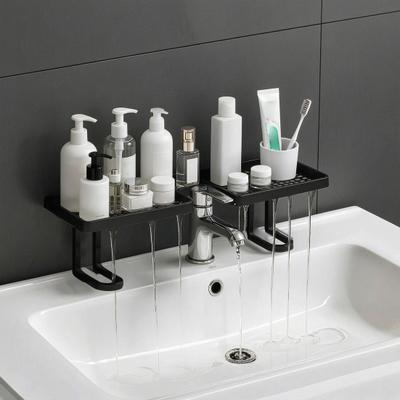 Sink Storage Rack Thickened ABS Waterproof Faucet Storage Organizer Vertical No Drilling Sink Space Saver Rack for Bathroom