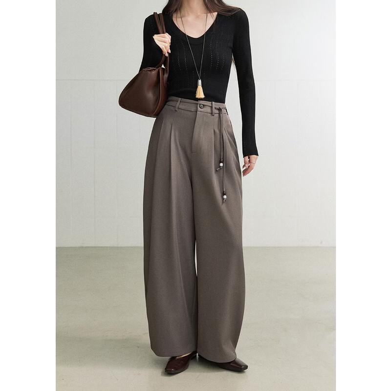 Mixiu Women's High-Waist Carrot Pants with Decorative Tie