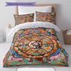 Buddhism Wheel Pattern Bedding Quilt Set Quilt Cover Pillowcase Home Decoration Gift (1 * duvet cover + 2 * pillowcase, without core)