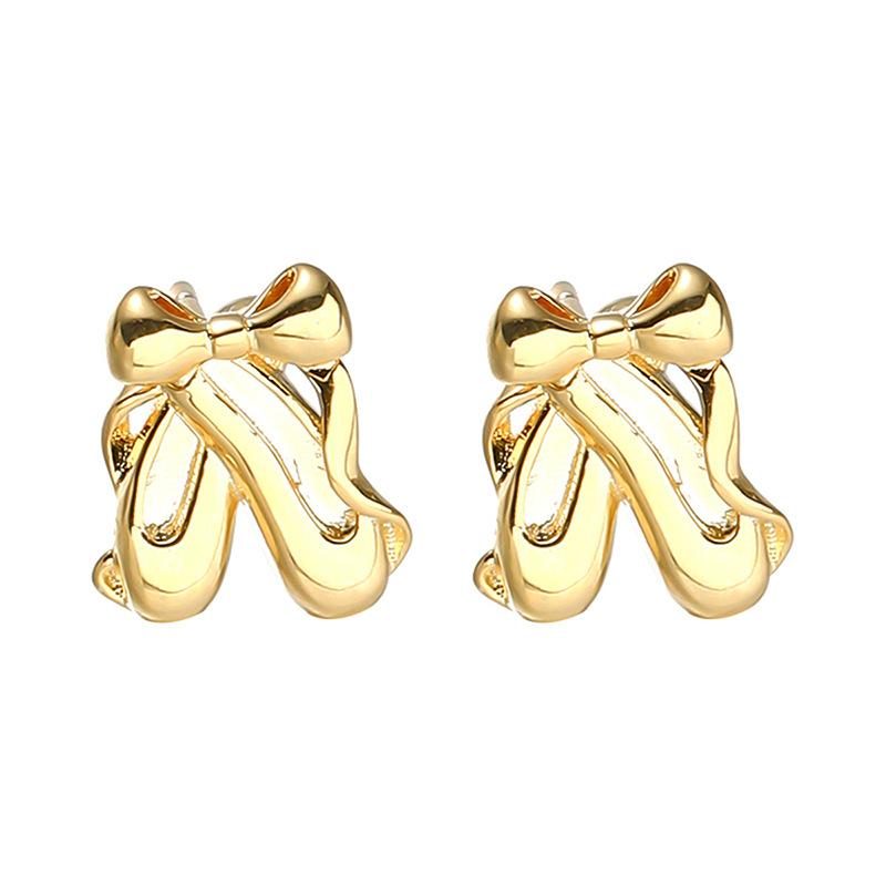 Ballet Shoes Stud Earrings Women Niche Light Luxury Bow Temperament Commuter Ins Style Earrings