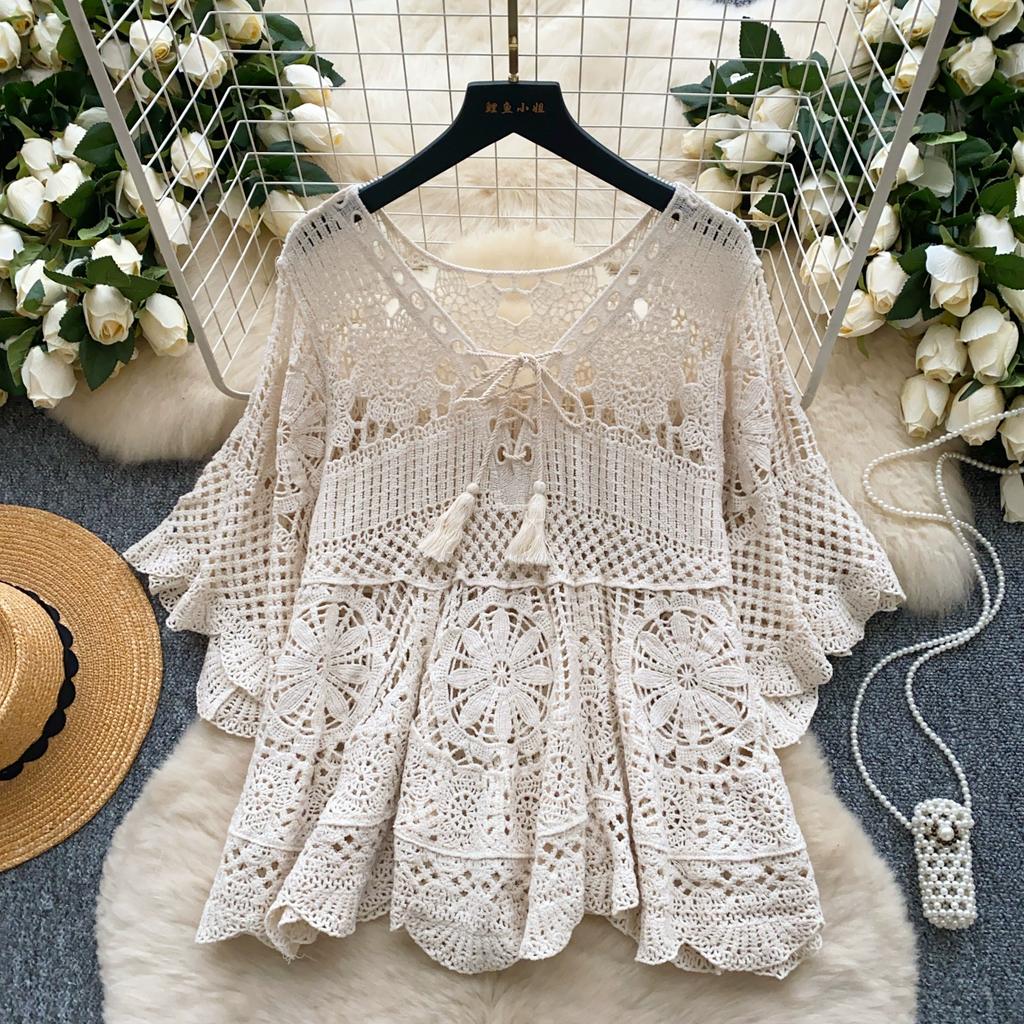 Dimanaf 2025 New Tees Summer Women Beach T-Shirt Basic Fashion Tops Lace Tees Casual Loose White