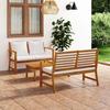 Garden Lounge - EXCLUSIVE HOUSE - 3-piece Lounge Set - Solid Acacia Wood - Thick Removable Cushions - Slatted Coffee Table