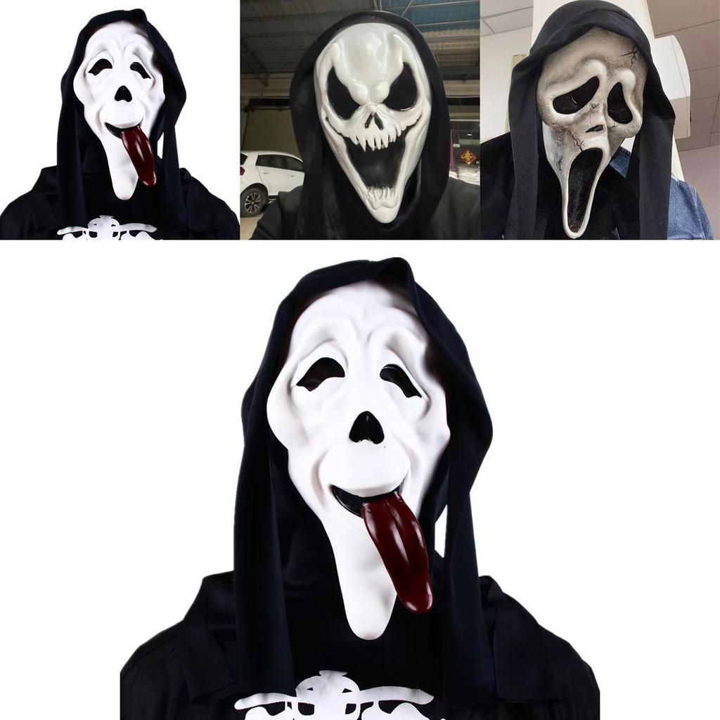 Krzyk Duch Maska Lateksowa Kostium Horror Akcesorium na Imprezy Halloweenowe