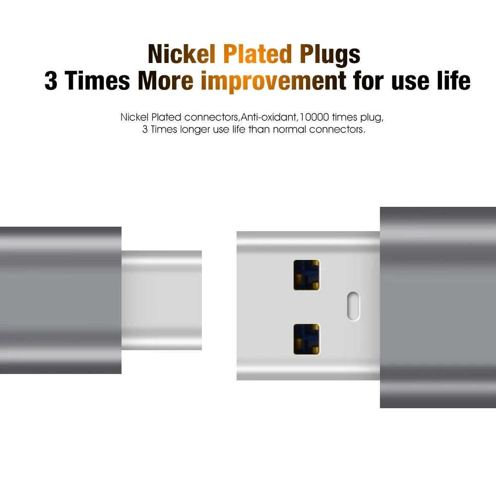 MWM USB3.0 Stable 5Gbps Nylon Braided Aluminum Alloy USB Type-C Data Cable with 3A Fast Charging Function