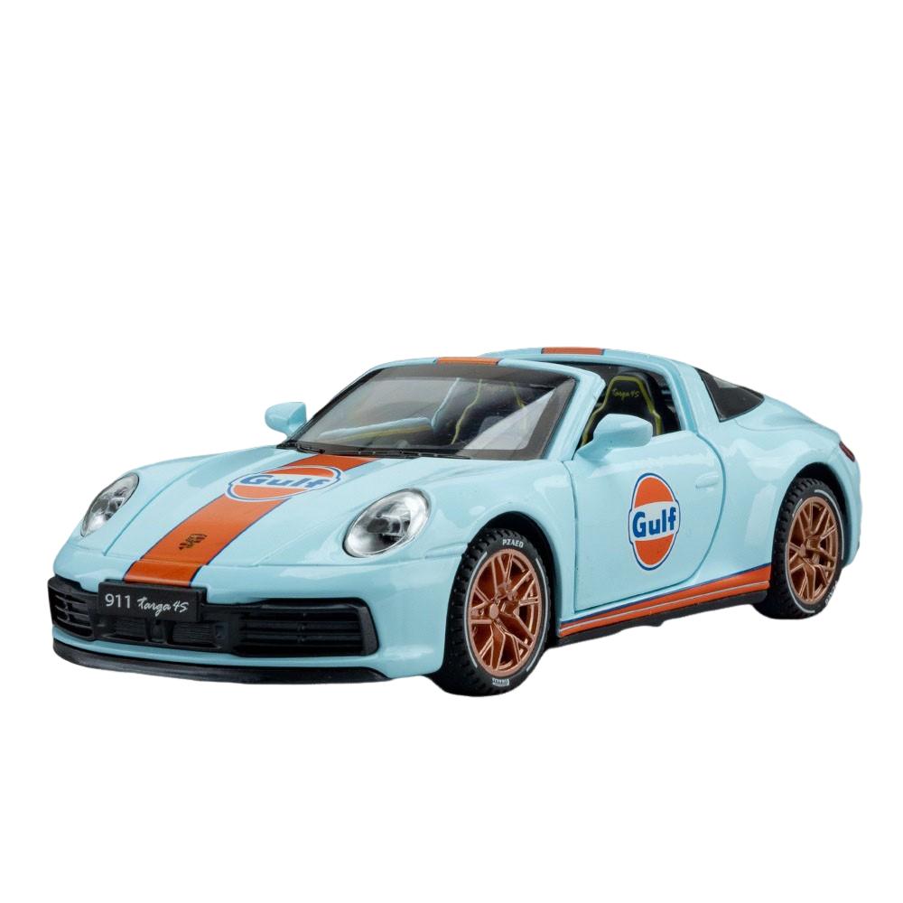 

Масштаб 1/32 Porsche 911 Targa 4S Кабриолет Симуляция Сплав Модель автомобиля Звук Свет Украшение Коллекция Подарок Игрушка Литая модель Игрушка для мальчика небесно-голубой