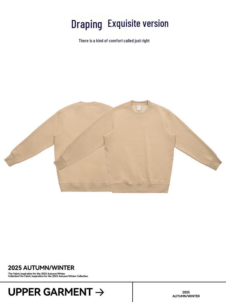 Men's Silver Fox Velvet Warm Round Neck Sweatshirt - Loose, Casual, Plus Velvet, Thickened for Autumn/Winter.