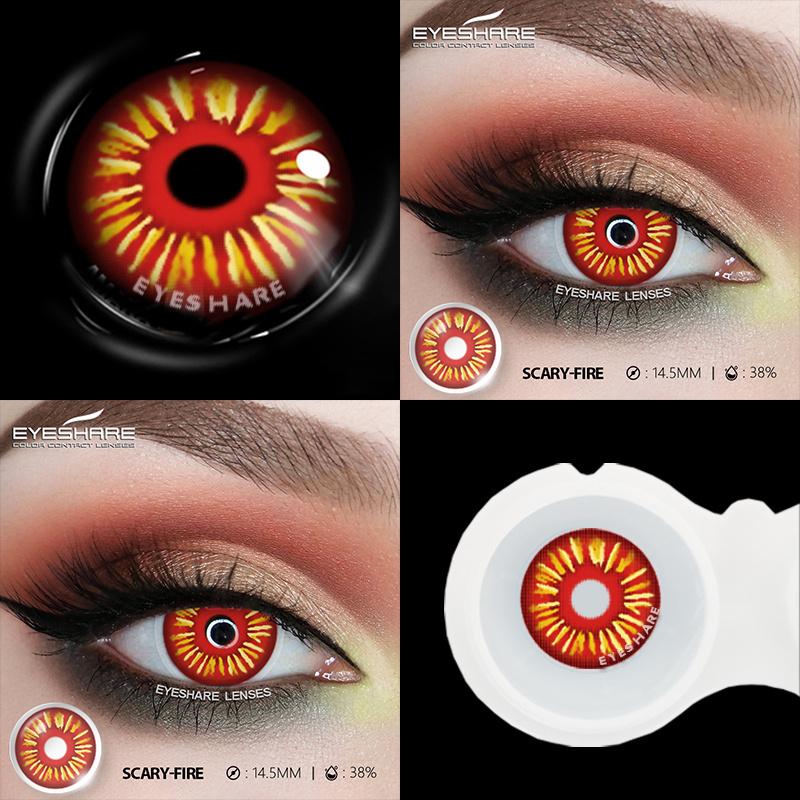 1pair Halloween Color Contact Lenses Cosplay Contact Lenses Anime Red Eye Lenses Blue Makeup Contact Lens Yellow Lenses