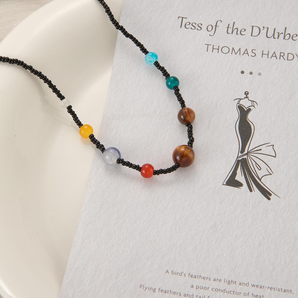 Summer Color Fresh Beaded Necklace Women'S Retro Dopamine Cool Clavicle Chain Simple Niche Premium Necklace