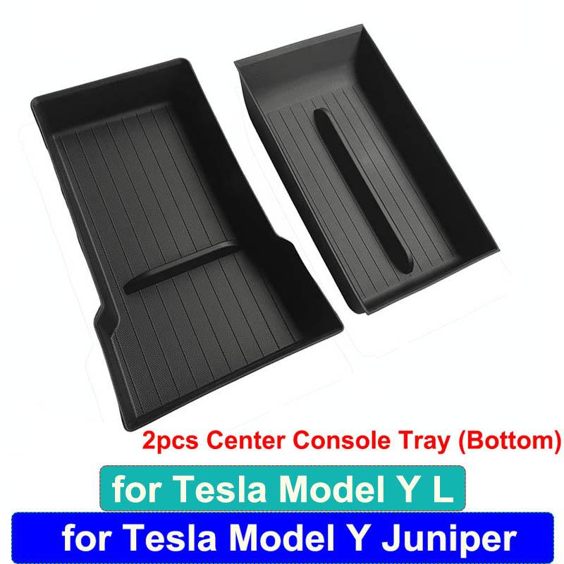 for Tesla Model Y L 2026 Accessories Flocking Center Console Organizer Storage Box YL Juniper Car Cup Mat Armrest Box Organizers