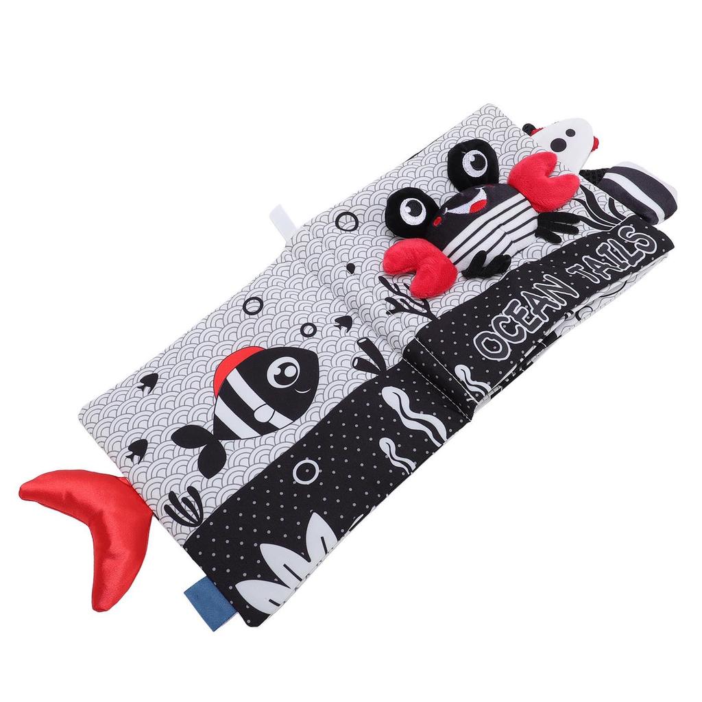 Soft Cloth Baby Book White and Black Stereo Shape Multifunctional Toddler Tail Cloth Book for Early