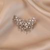 Elegant Cluster Brooch with Faux Pearls and Clear Crystals Silver Tone Metal Pin Accessory for Clothing Bags and Hats