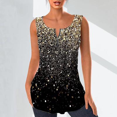 Camicie con scollo a V alla moda da donna Magliette casual T-shirt da donna 3D Flash Diamond Pattern Stampa Gilet Plus Size Camicetta senza maniche Canotte