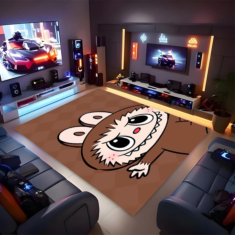 1pc labubu Print Area Rug - Soft, Washable Non-Slip Indoor Mat for Office Chairs, Living Room, Home Office Decorative Rug