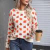 Winter Damen Ahornblatt Weihnachten Rundhals Pullover Strick Unterteil Pullover