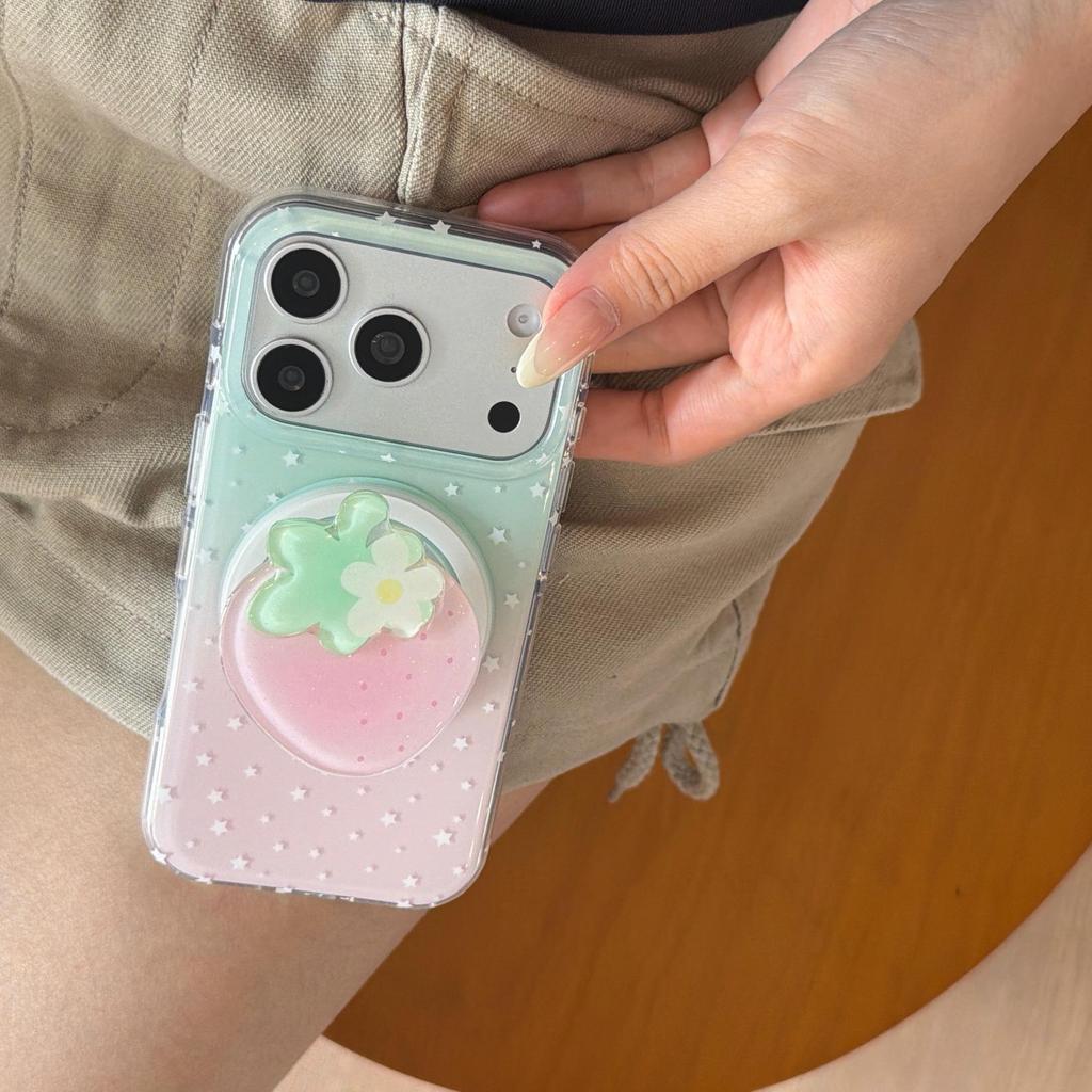Strawberry Halo Magnetic Bracket iPhone 17/16 Pro Case with Drop Protection