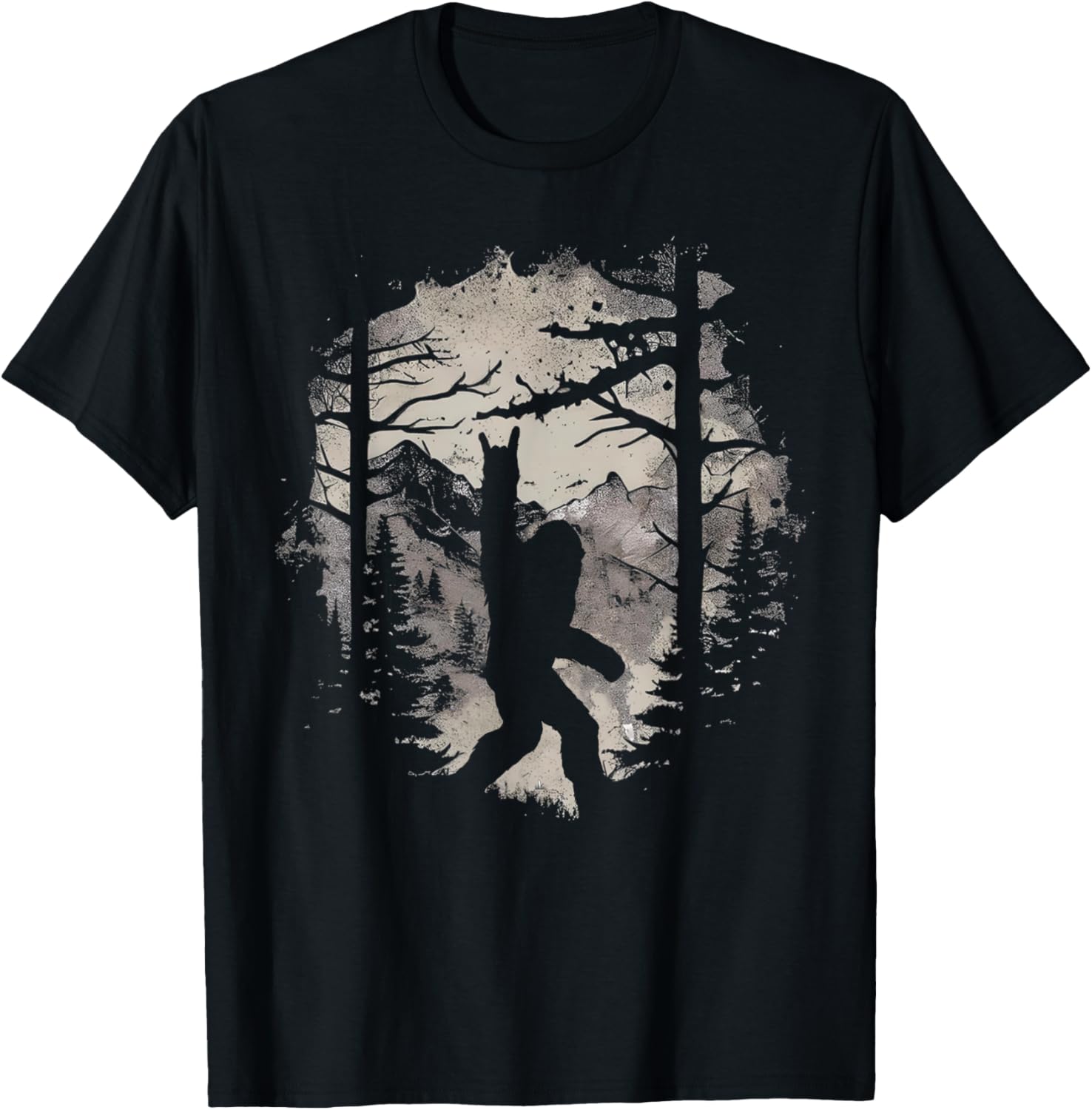 Retro Tshirt with A Rock and Roll Bigfoot Design Perfect for Summer and Lovers of Rock Music and Mountain and Tree MotifsY2K S