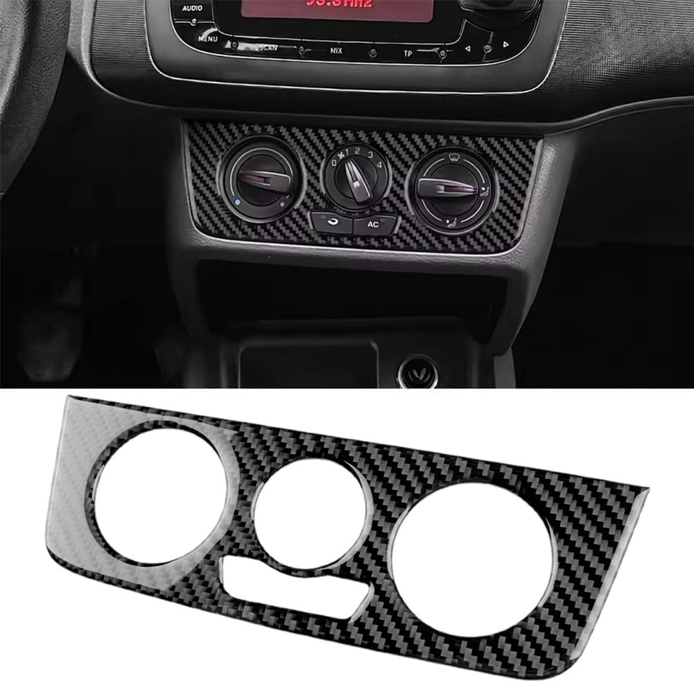 Car Central Control AC Frame Panel Trim For Seat Ibiza 2009 2010 2011 2012 2013 2014 Real Soft Carbon Fiber Sticker LHD RHD