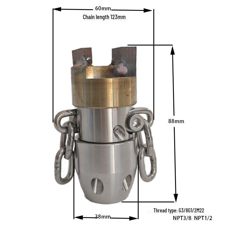 Buse Pagode Rotative en Acier Inoxydable de 0,5 KG pour le Nettoyage des Canalisations et l'Élimination des Taches d'Huile