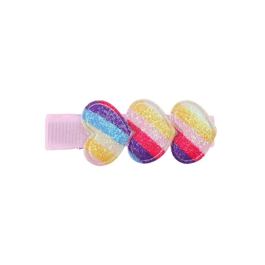 Glitter Heart Shape Rainbow Hair Clips for Baby Girls Valentine’s Day Hair Clips Love Alligator Clips Barrettes Hair Accessories
