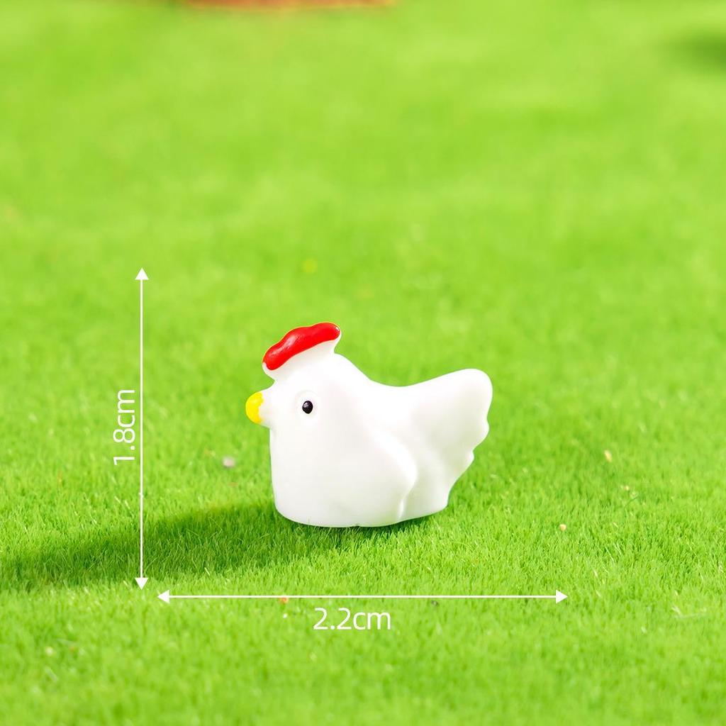 Luminous Rooster Resin Ornament: Colorful Small Animal Desktop Decor