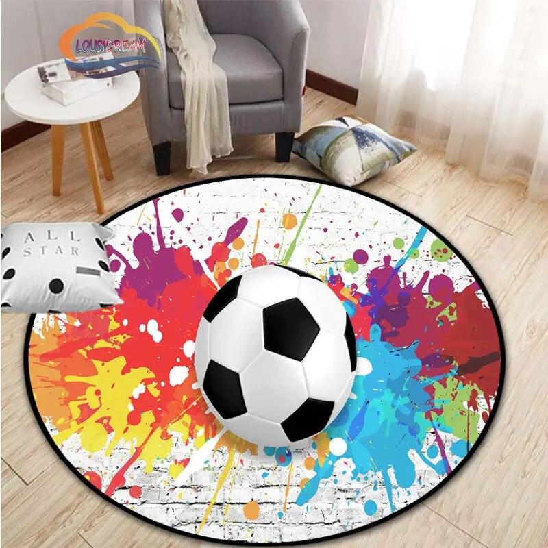 Εικόνες ποδοσφαίρου χαλί κινουμένων σχεδίων ποδοσφαίρου διακόσμηση σαλονιού στρογγυλή καρέκλα κρεβατιού χαλάκι σπίτι πόρτα εισόδου παιδιά