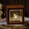 3D Galaxy Crystal Cube Night Light with Wooden Base - Illuminated Desktop Ornament, Perfect Birthday Gift