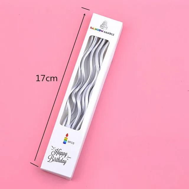 6Pcs Curve Wedding Birthday Candle Party Cake Decoration Pencil Golden Paraffin Supplies DIY Bake Boy Girl Home Tools