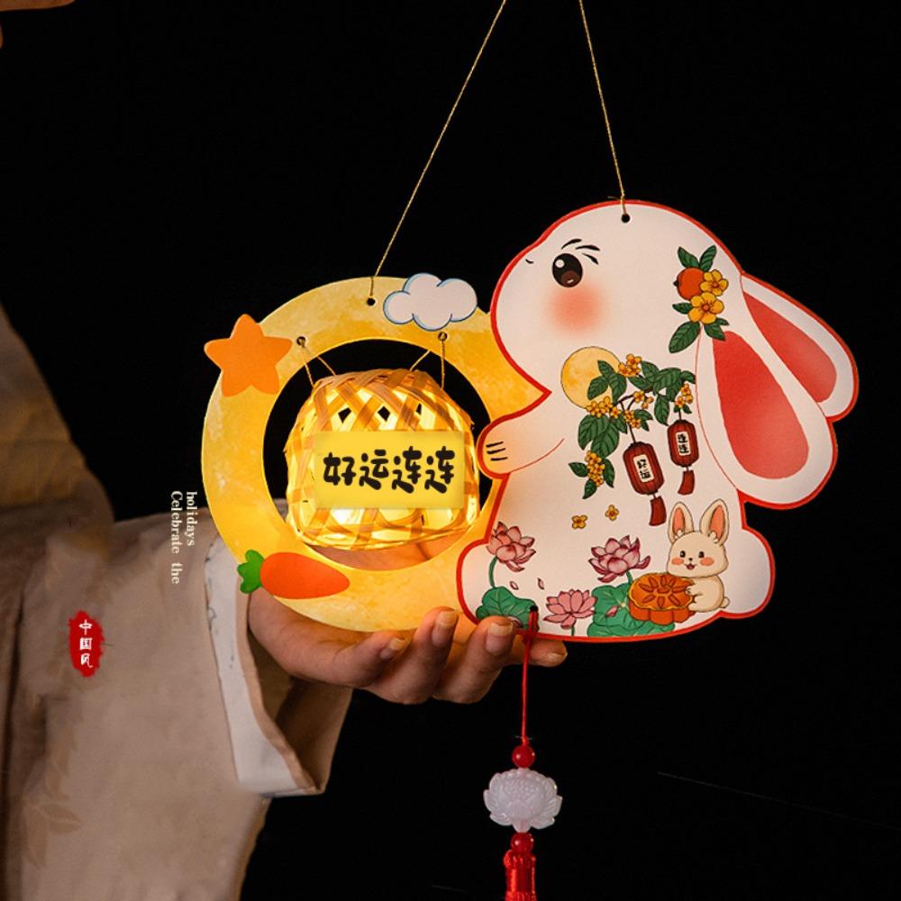 Cute Festival Lantern Material Pack Cartoon Hanging Rabbit Lamps  Women Children