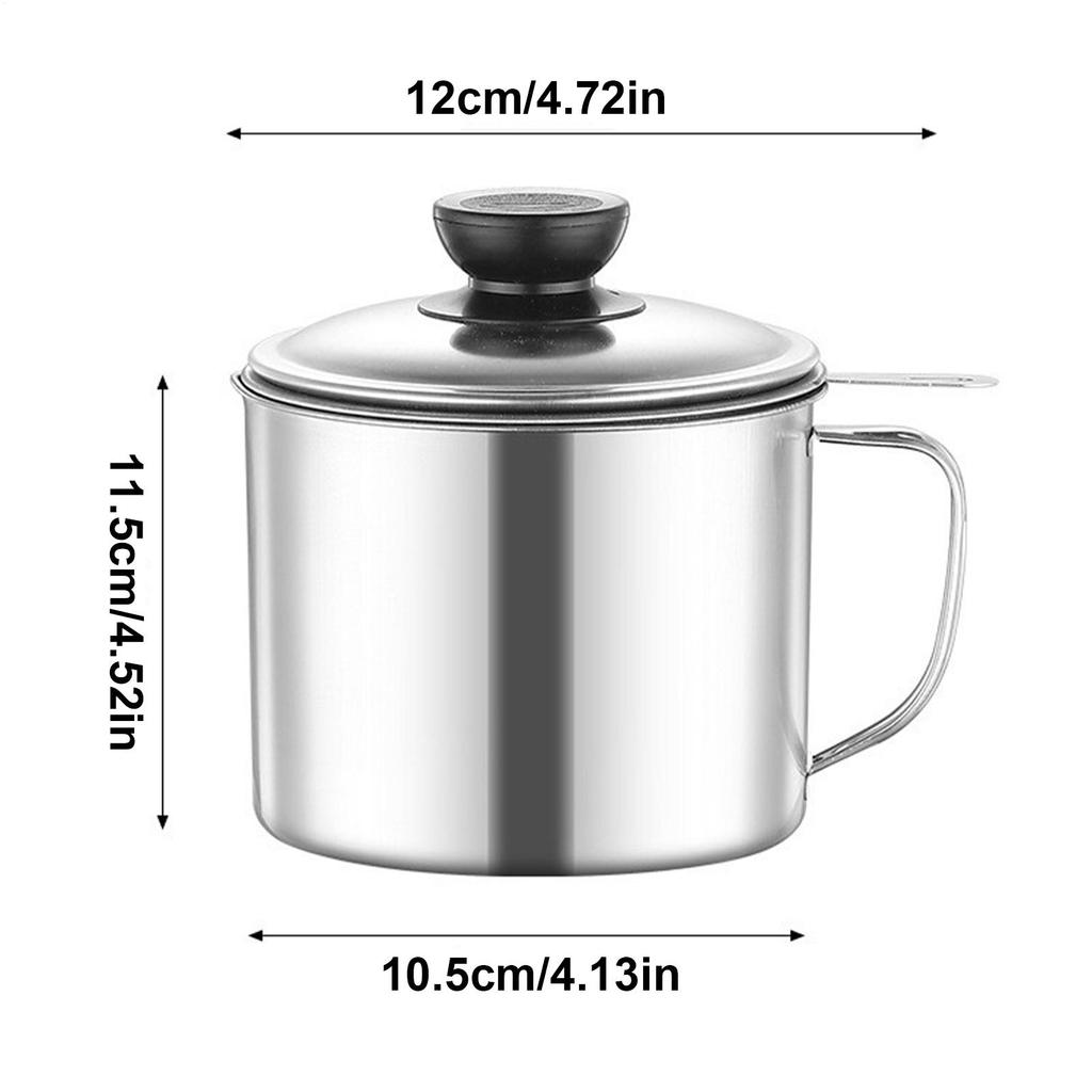 Stainless Steel Grease Strainer Oil Soup Separator Convenient Multi-use Oil Filter Storage Pot for Restaurant, Cafe