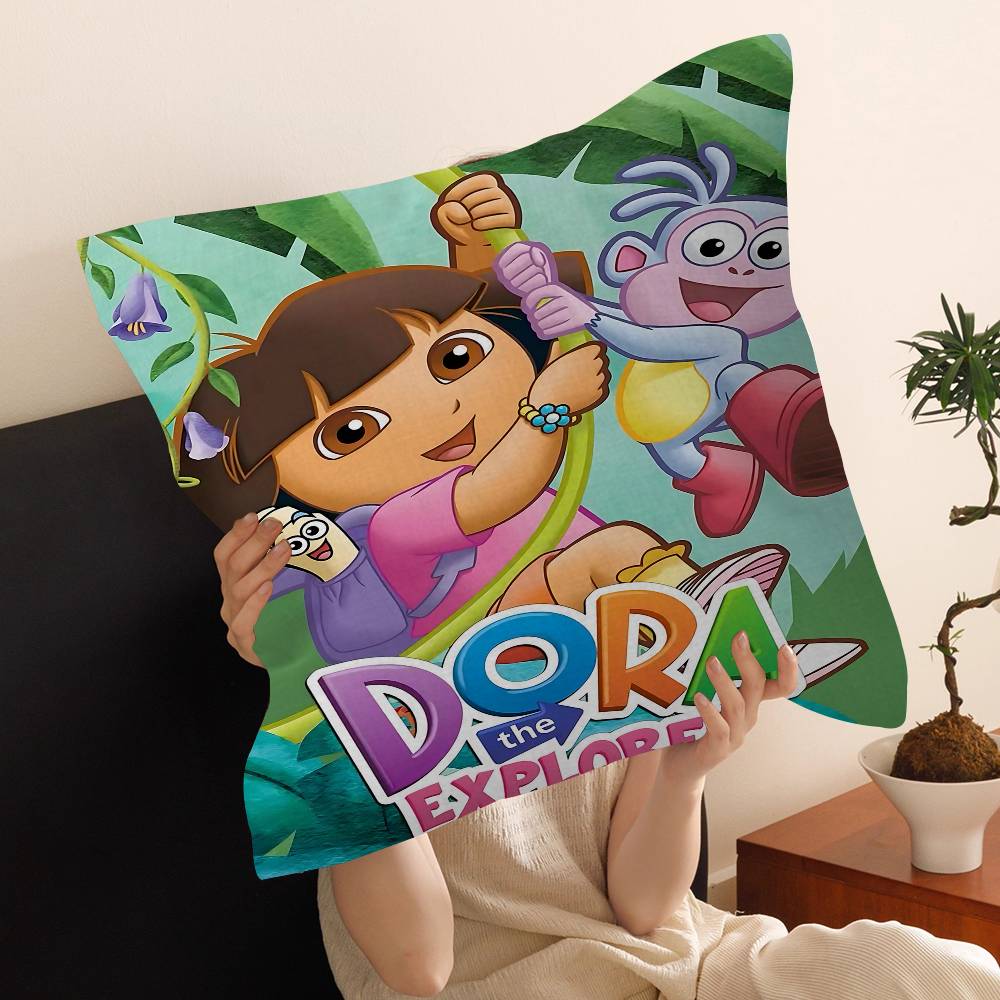 

Cartoon D-Dora The E-Explorer Pillow Covers Cartoon Sofa Decorative Home Double-sided Printing Short Plush Cute Cushion Cover 65cmx65cm