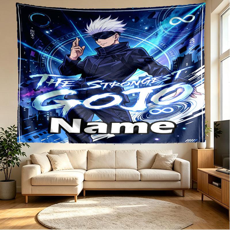 Benutzerdefinierter Name Personalisierte Jujutsu Kaisen Druck Wandteppich, Wandkunst Dekoration, Schlafzimmer, Wohnheim, Wohnung, Wohnzimmer, Party-Hintergrund, Geschenk zum Geburtstag