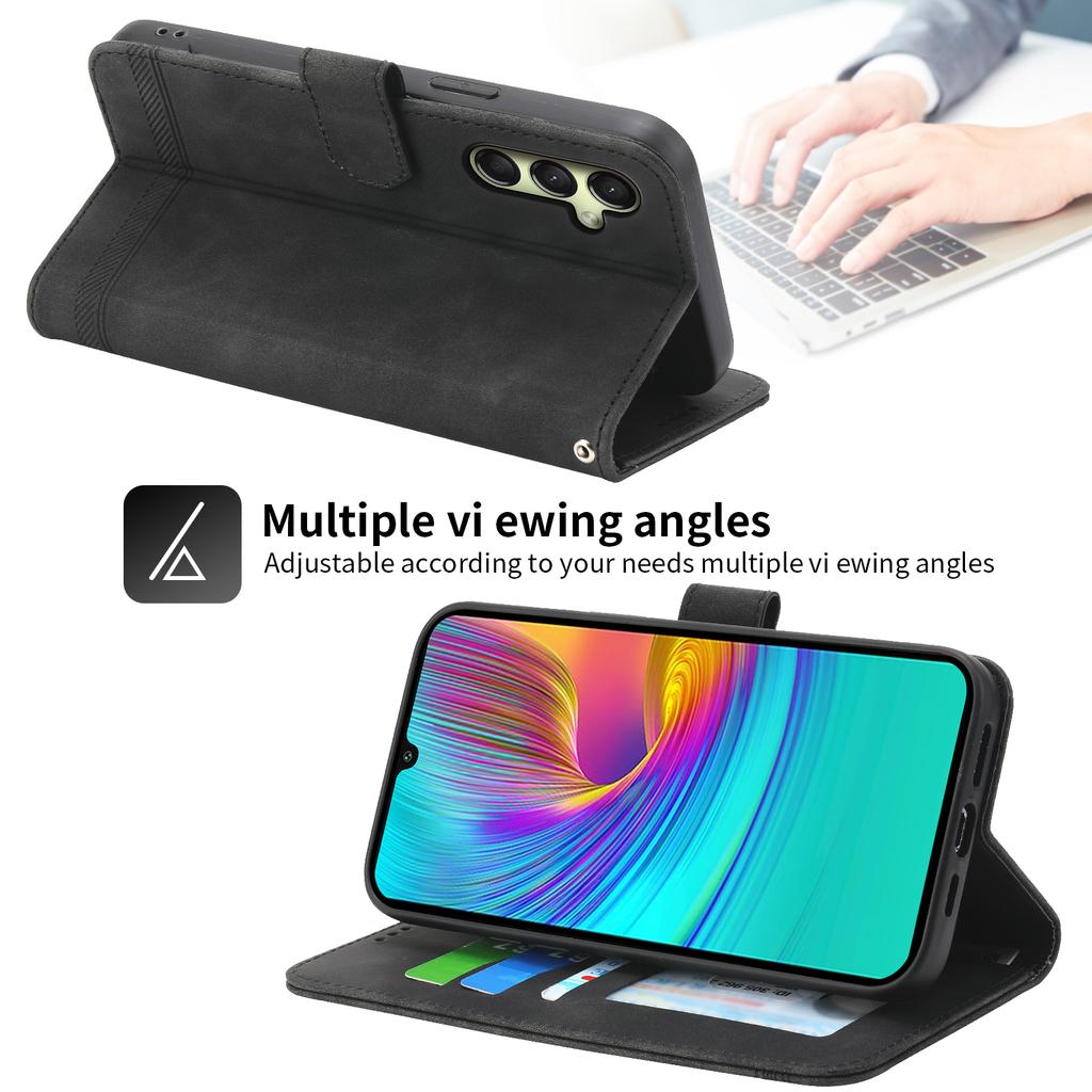 DIERFENG DF-03 For Samsung Galaxy A16 5G/A16 4G Leather Case Lines Imprint Wallet Phone Cover