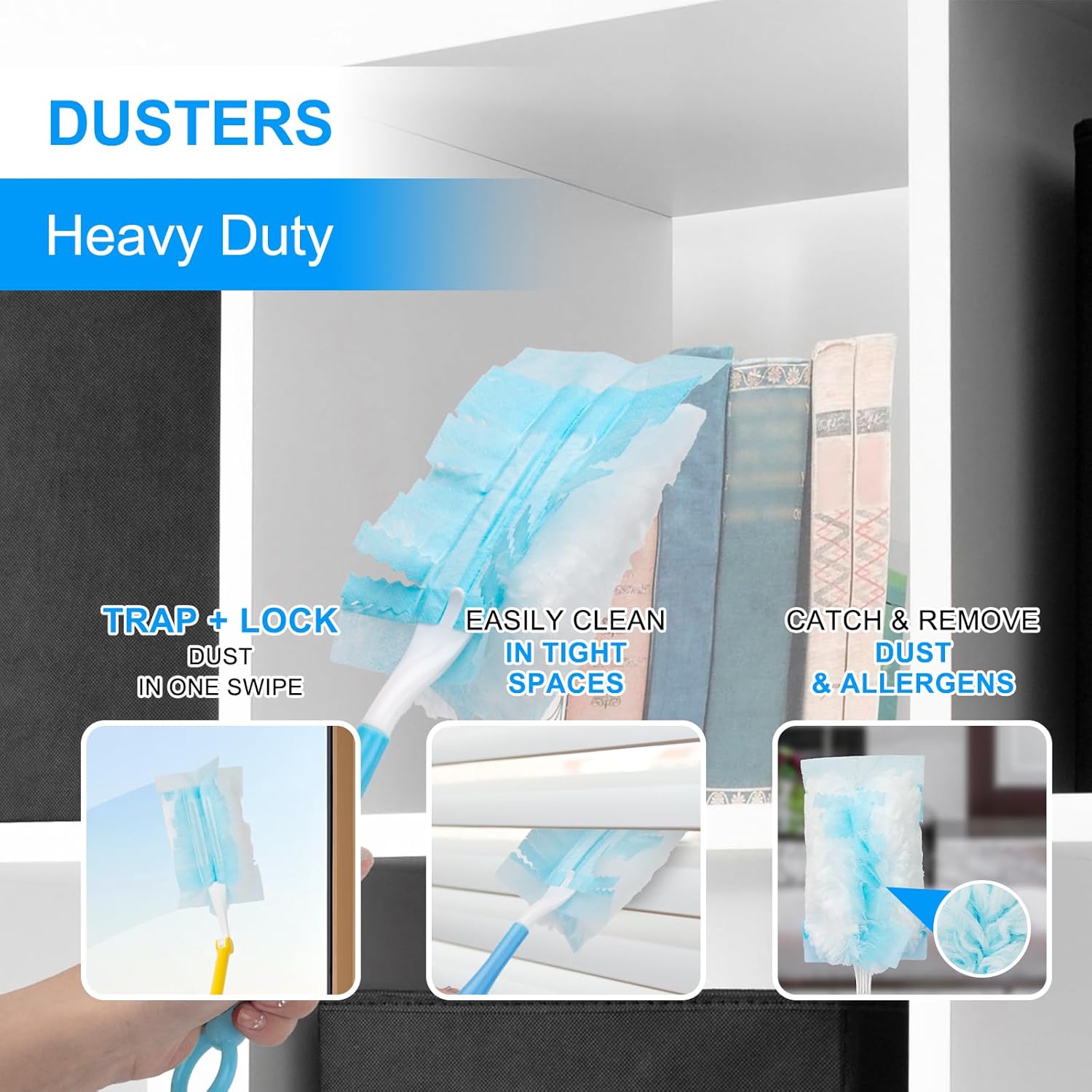 KeFanta Duster Refills for Swiffer Dusters, 180 Heavy Duty Multi Surface Refills & 1 Handle, Ceiling Fan Duster, Disposable Dusters for Cleaning (30