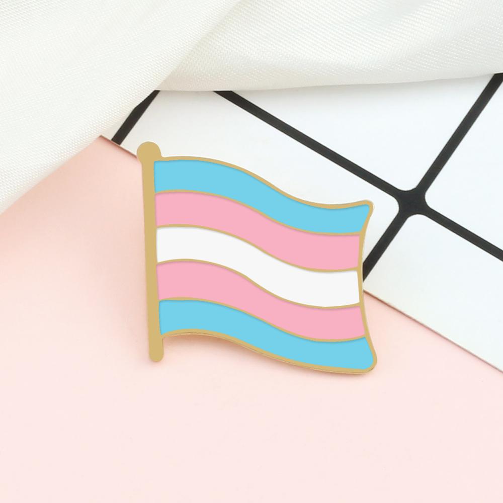 Transgender Pride Enamel Pin LGBT Flag Peace Trans Gay Lesbian Brooch Custom Bag Lapel Pins Cartoon Cute Badge for Lover Jewelry