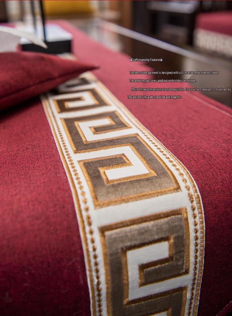 Copricuscino per Divano Universale Rosso Cotone Lino Antiscivolo - Festivo e per Tutte le Stagioni