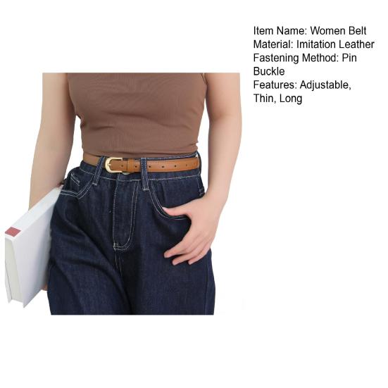 Women Belt Adjustable Length Imitation Leather Waistband Solid Color Waist Belt Dresses Shirts Pants Skirts Accessories