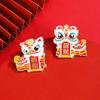 Chinese Culture Lion Dance Brooch New Year's Celebration Auspicious Animal Lion Dance Metal Badge New Year's Accessories