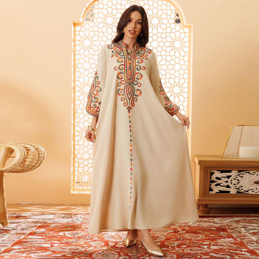 AB417 Autumn/Winter 2024 Women's Embroidered Muslim Robe for Middle East Market