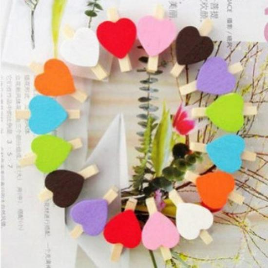 

3cm Heart-Shaped Wooden Photo Clips for Home Decoration 3cm Heart