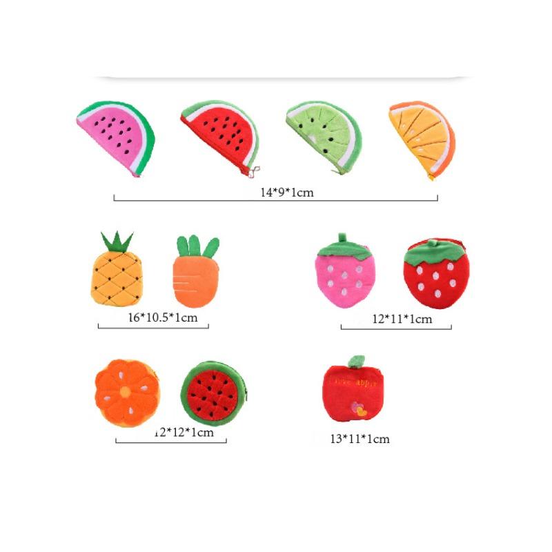 Sevimli Peluş Meyve Karpuz bozuk para cüzdanı Para Cebi Kırmızı Zarf Kulaklık Veri Kablosu Saklama Çantası