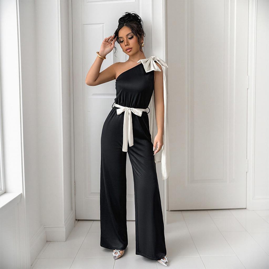Women's Summer Jumpsuit Elegant Sexy Sleeveless Bodysuit Casual Wide Leg Pants