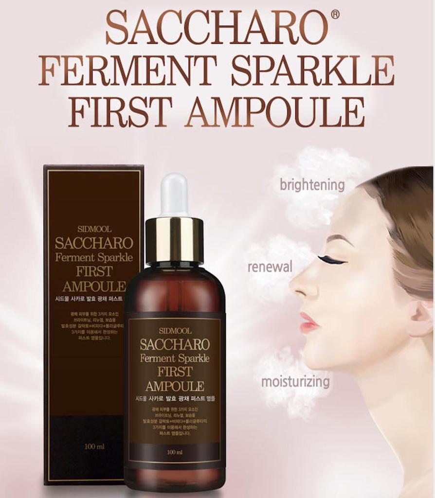 SIDMOOL Saccharo Ferment Sparkle First Ampulle 100 ml (Wunderbare Aufhellung/Ferment Magic/Galactomyces/Bifida/Polyglutaminsäure)