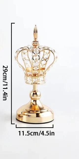 Hollow Out Crown Crystal Candlestick European Style Metal Candle Holders DIY Wedding Birthday Dinner Table Centerpiece Decor